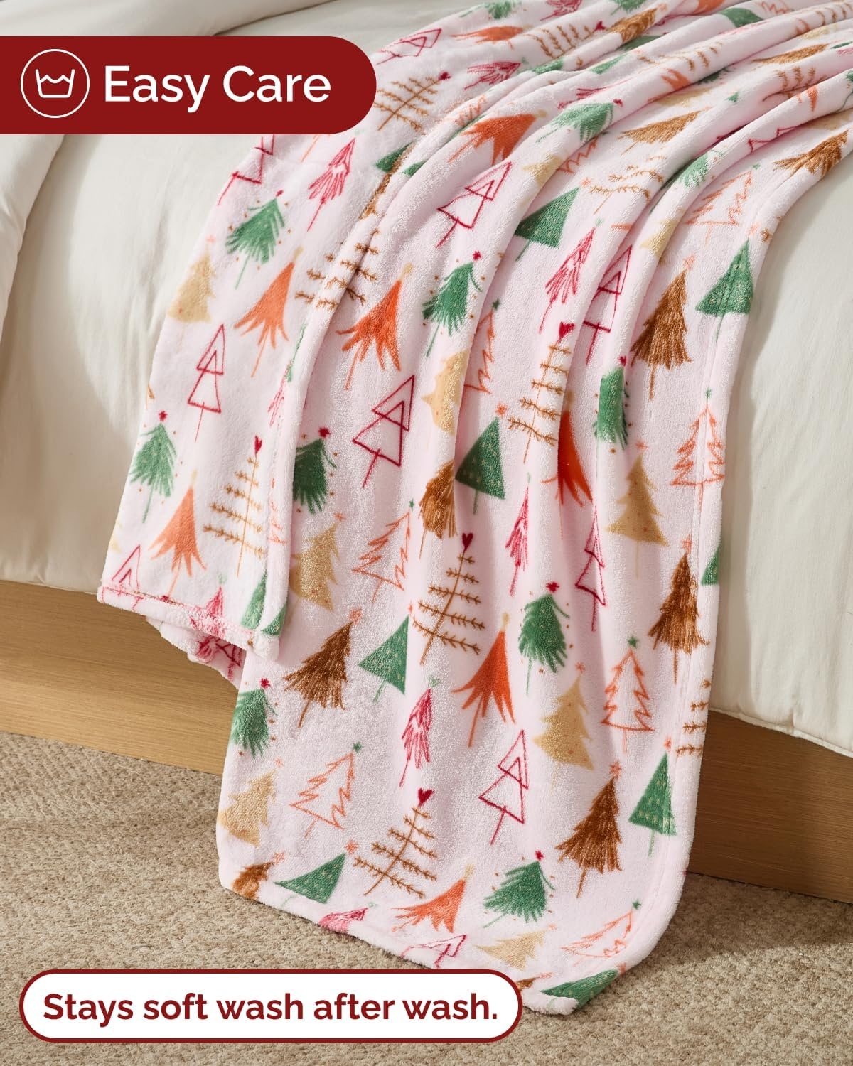 image:imageCGK Christmas Fleece Blanket Throw Size Flannel Throw Red Flakes 50x6045 Christmas Tree 2