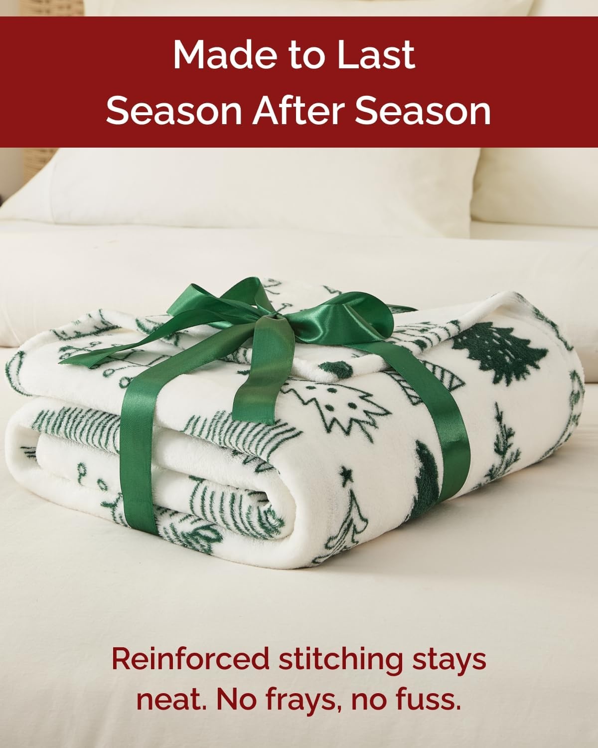 image:imageCGK Christmas Fleece Blanket Throw Size Flannel Throw Red Flakes 50x6051 Sketched Trees