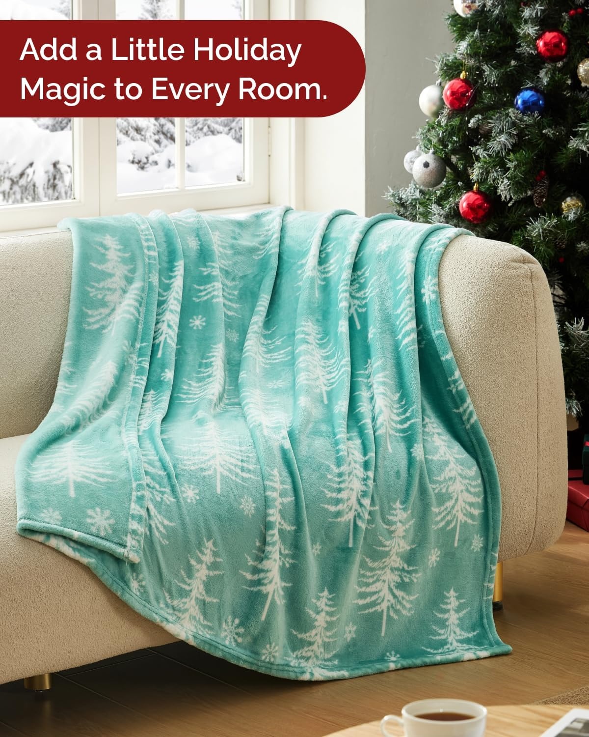 image:imageCGK Christmas Fleece Blanket Throw Size Flannel Throw Red Flakes 50x6052 Snowflakes