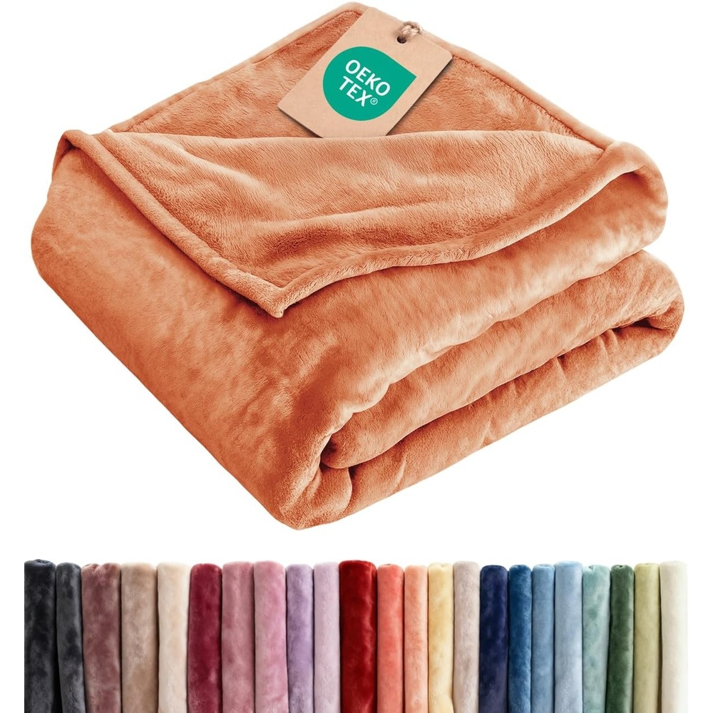 image:imageCGK Christmas Fleece Blanket Throw Size  Flannel Throw  Red Flakes 50x6026  Peach Fuzz