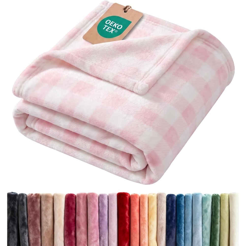 image:imageCGK Christmas Fleece Blanket Throw Size Flannel Throw Red Flakes 50x6041 Pink Checkered