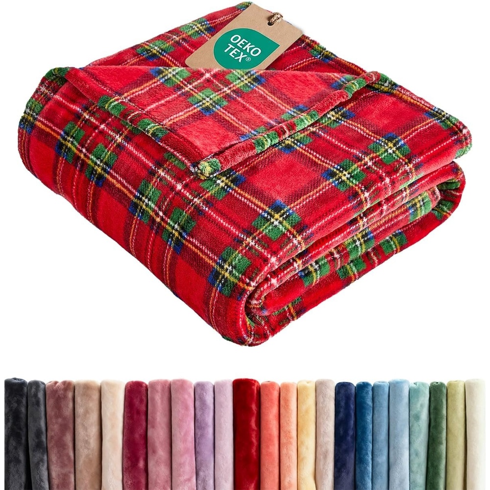 image:imageCGK Christmas Fleece Blanket Throw Size Flannel Throw Red Flakes 50x6044 Tartan