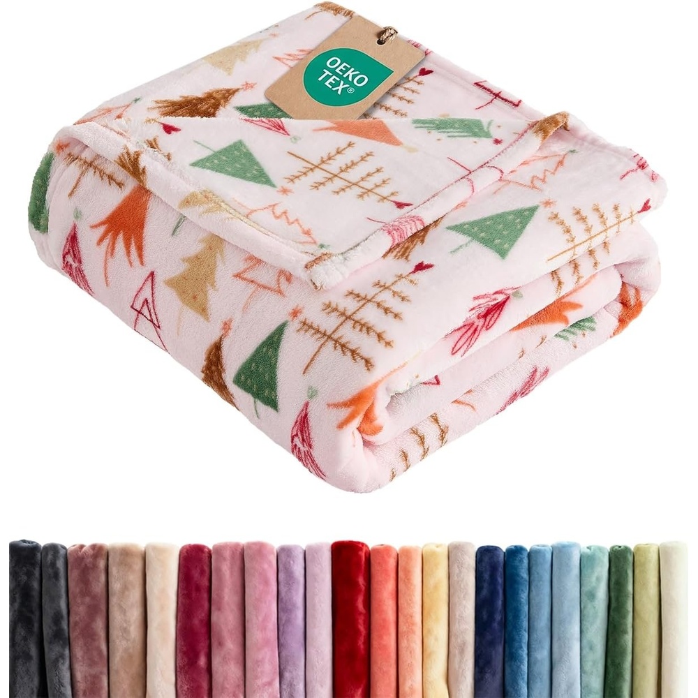 image:imageCGK Christmas Fleece Blanket Throw Size  Flannel Throw  Red Flakes 50x6045  Christmas Tree 2