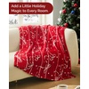 CGK Christmas Fleece Blanket Throw Size – Flannel Throw – Red Flakes, 50×60(48 – Ivory Bows)