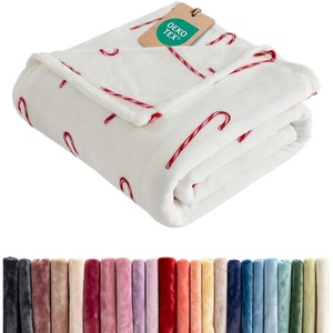 CGK Christmas Fleece Blanket Throw Size – Flannel Throw – Red Flakes, 50×60(42 – Candy Canes)